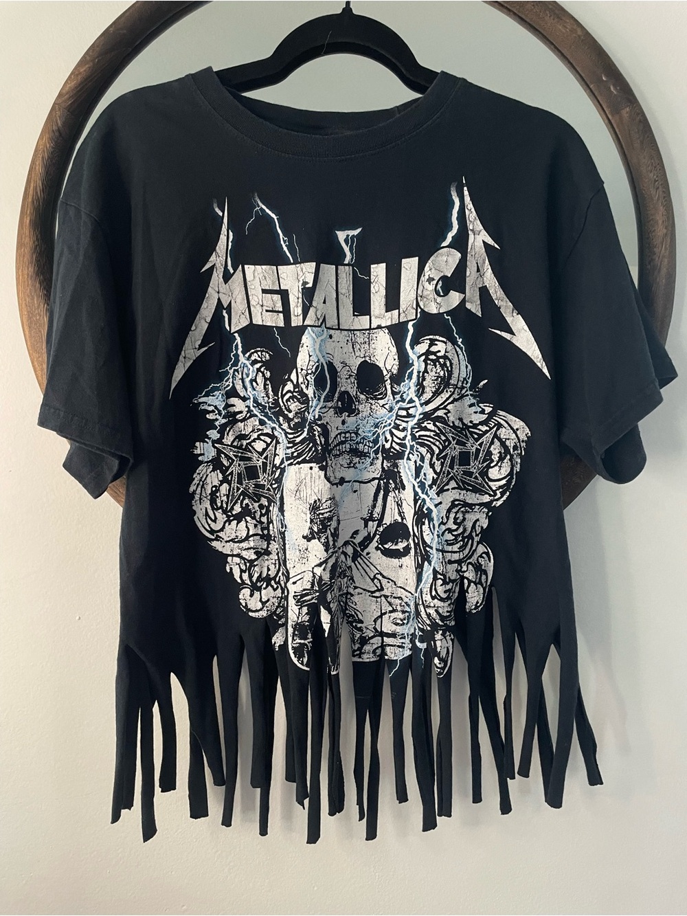 Hanes Black Metallica Graphic Fringe Tee